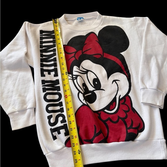 Vintage 90s Minnie Mouse Crewneck Sweater Double Sided Size Small - Picture 2 of 6